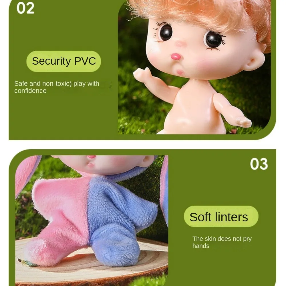 Cute Smile Baby Series Rebirth Doll Cute Animal Pattern Clothes Doll Princess 8 Inch Children's Toy Mini Doll Birthday Gift