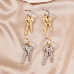 Fashion temperament unique design sense key geometric earrings, suitable for women to match