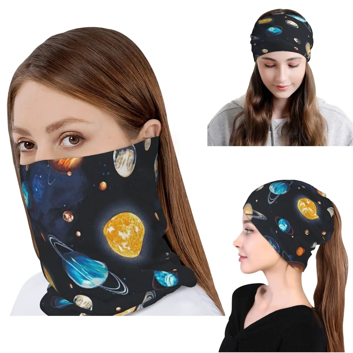 

Solar System Space Planets Universe Bandana Neck Gaiter Wrap Mask Scarf Warm Headwear Beanies Hat Unisex Adult Winter