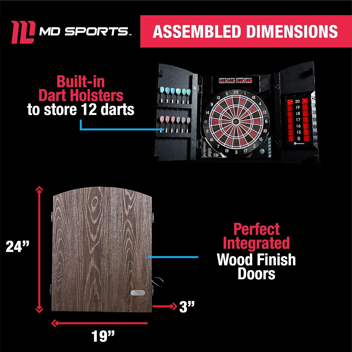 Styles Smart Dartboard With Digital X/O Cricket Scorekeeping and Dart Set, Perfect for Cricket Games