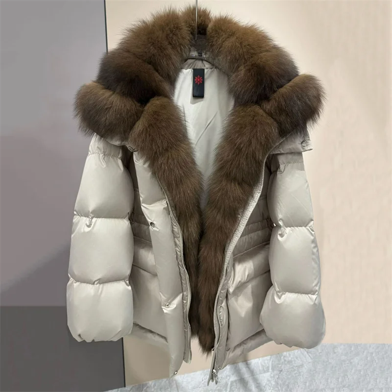 women's winter down jacket 2026 new detachable fox fur collar women's down coat High quality goose down filled warm thick coat