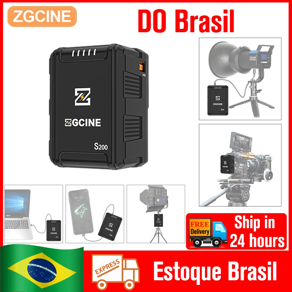 Brasil Stock) Pre-sale ZGCINE ZG-S200 S200 V Mount Battery V-Lock Lithium Battery Power Bank for Camcorder/Video Lights/Monitors