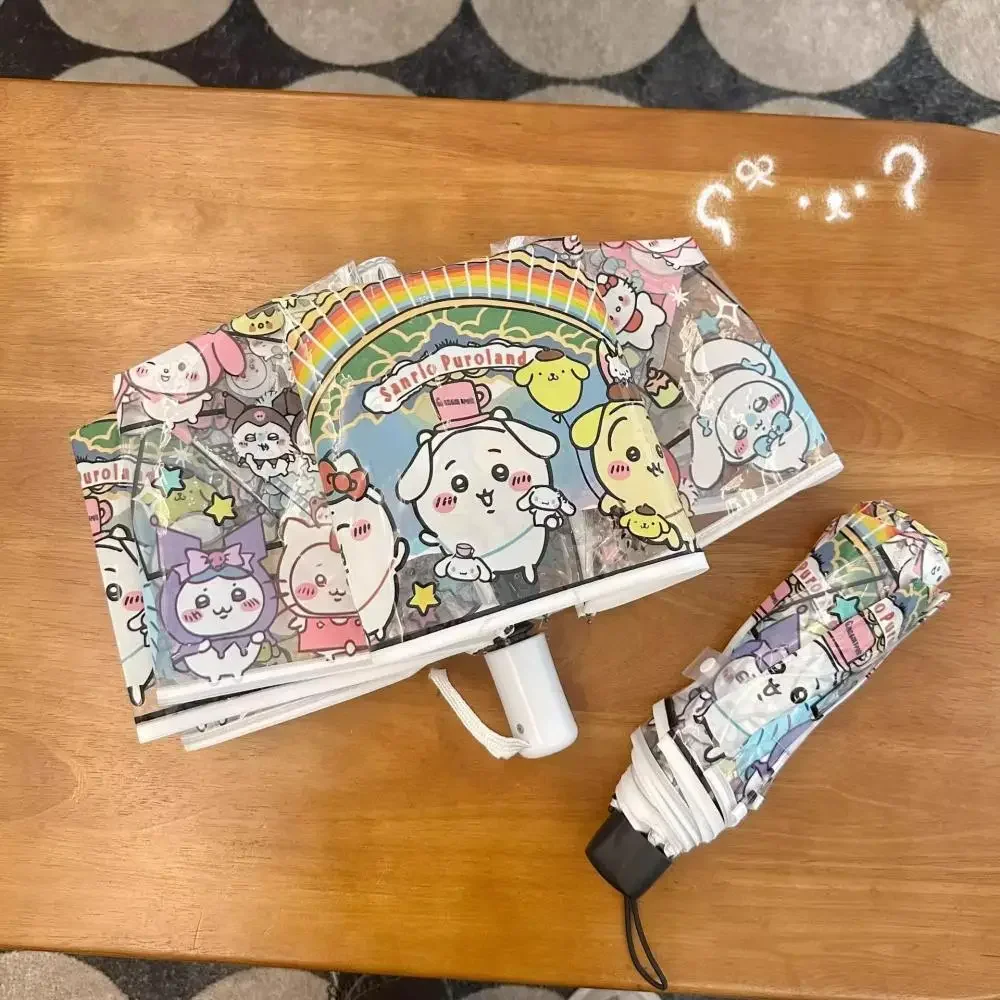 Kawaii Chiikawa Umbrella Cute Cartoon Usagi Transparent Umbrella Japanese Student Folding Adult Girls Full Automatic Umbrella view 3