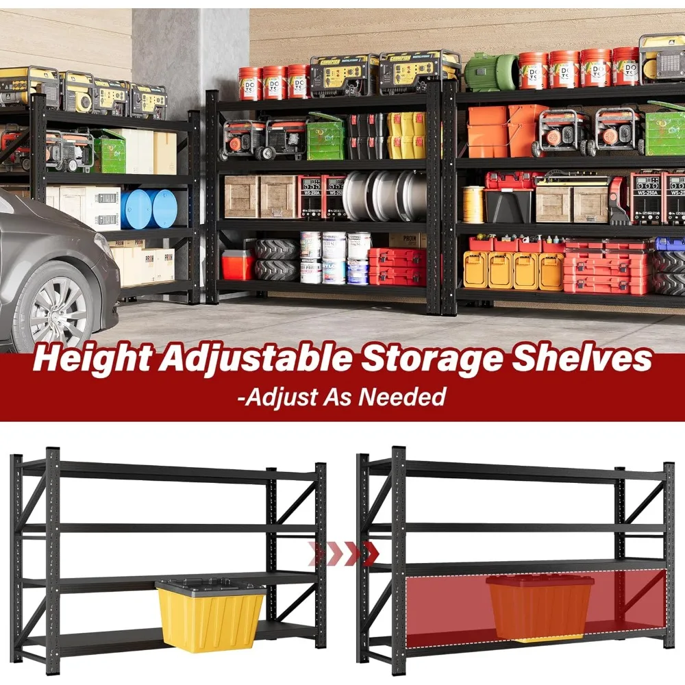 Heavy Duty 5000 lbs Capacity Garage Shelving Units - 60 Inch Wide and Deep Metal Storage Racks, Large Steel Shelves for Industri