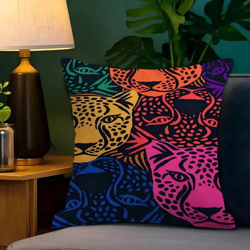 

Neon Leopards Pillowcase Toon Gift Cushion Cover Bedroom Home Sofa Chair Seat Decor Pillow Case