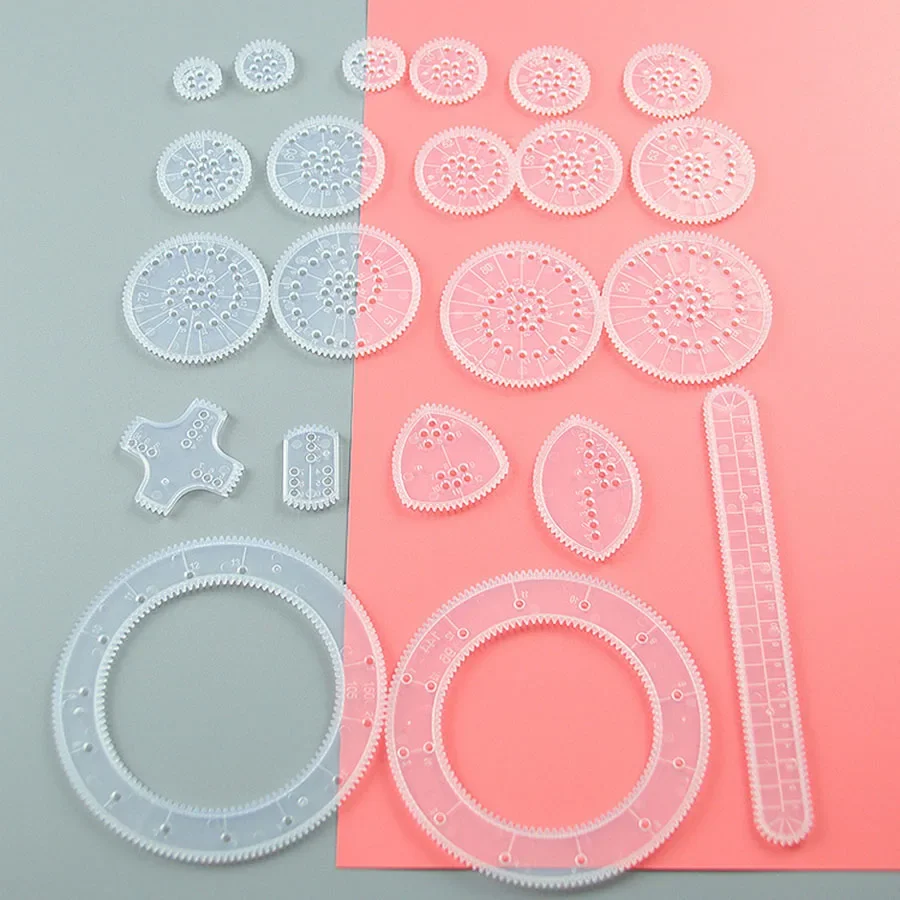 22pcs Transparent Spirograph Set Multi Stencilled Painting Ruler Amazing Drawing Stationery Design Arts Kit Children Gift JXB