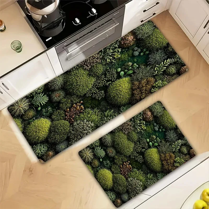 VIKAMA Non-slip Soft Moss Art Kitchen Mat for Home Entrance Decor