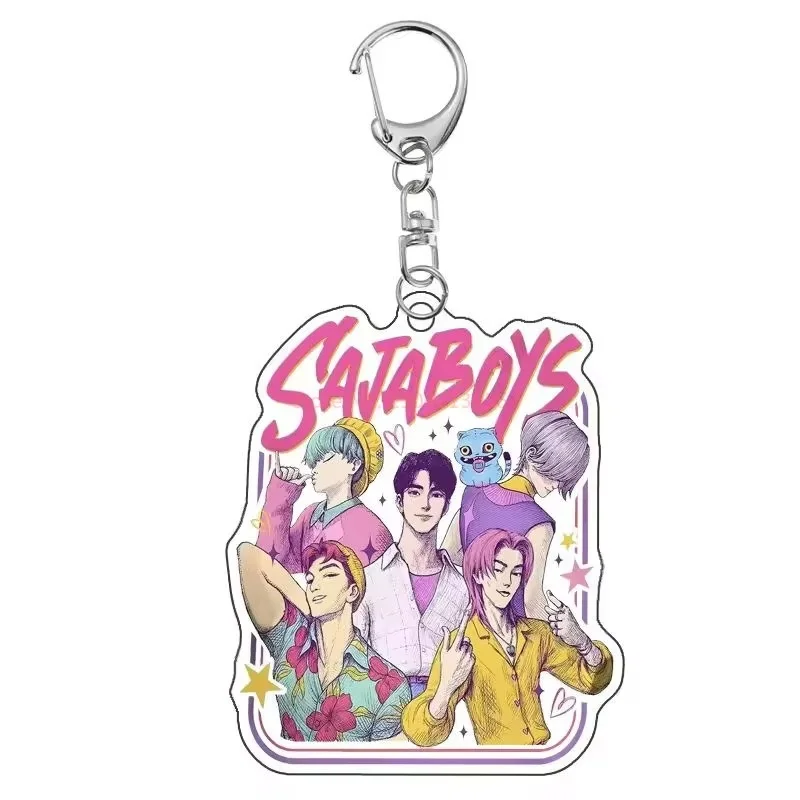 Spot k-pop caçadores de demônios criativo 2d acrílico anime periférico chaveiro pingente mochila pendurado pingente decoração presentes