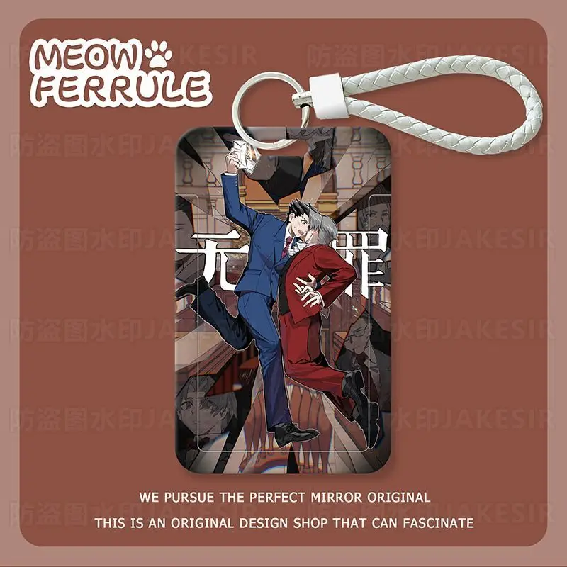 2025 NEW Anime Ace Attorney Card Badge Holder With Lolitchain Chain Hang Rope Key Rings Japanese Keychains Student Gift