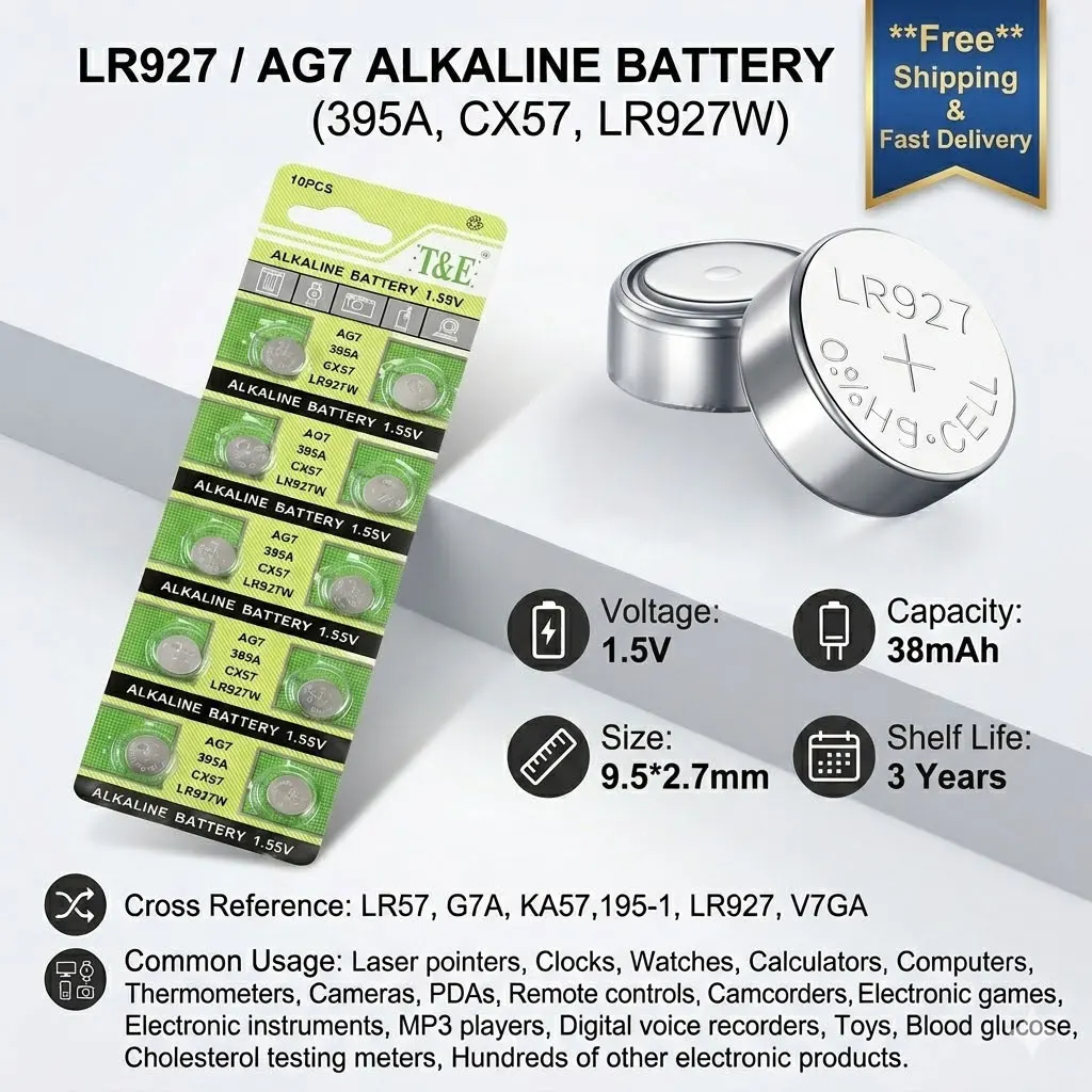 10-100pcs 1.5V AG7 SR927SW 395 399 Button Battery LR927 SR927W L926F 395A Back Up Coin Cell