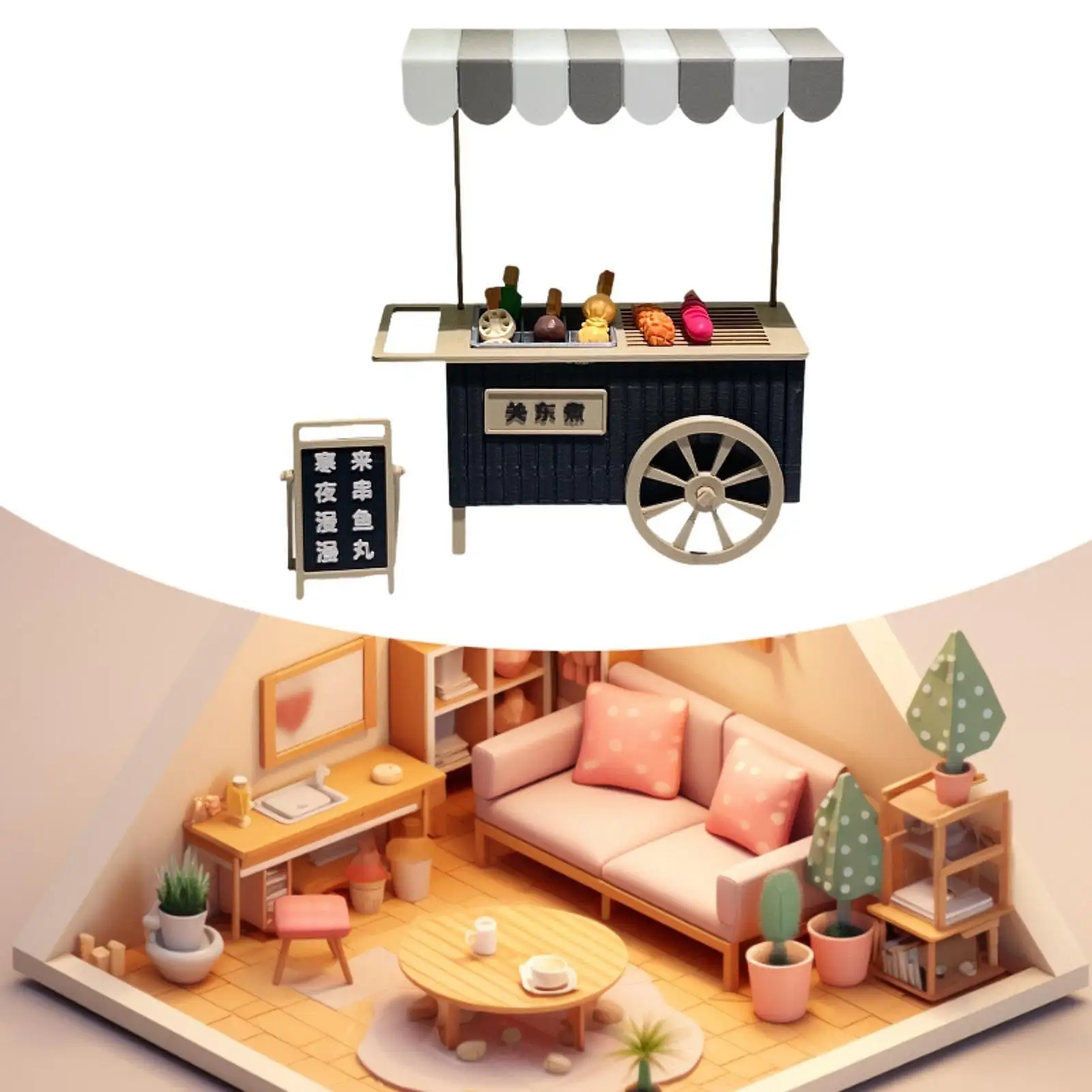 

Miniature Oden Stall Stand Dollhouse Set Accessories Simulated Mini Kitchen Toy