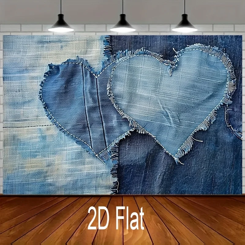 Big Blue Mood Party Tapestry Denim Design Wall Decor Aesthetic Backdrop for Birthday Wedding Party Photography