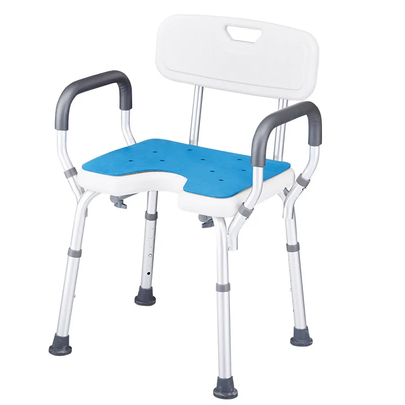 Anti-rust aluminum alloy bathroom bath stool, safe and non-slip toilet for the elderly and pregnant women, liftable shower chair