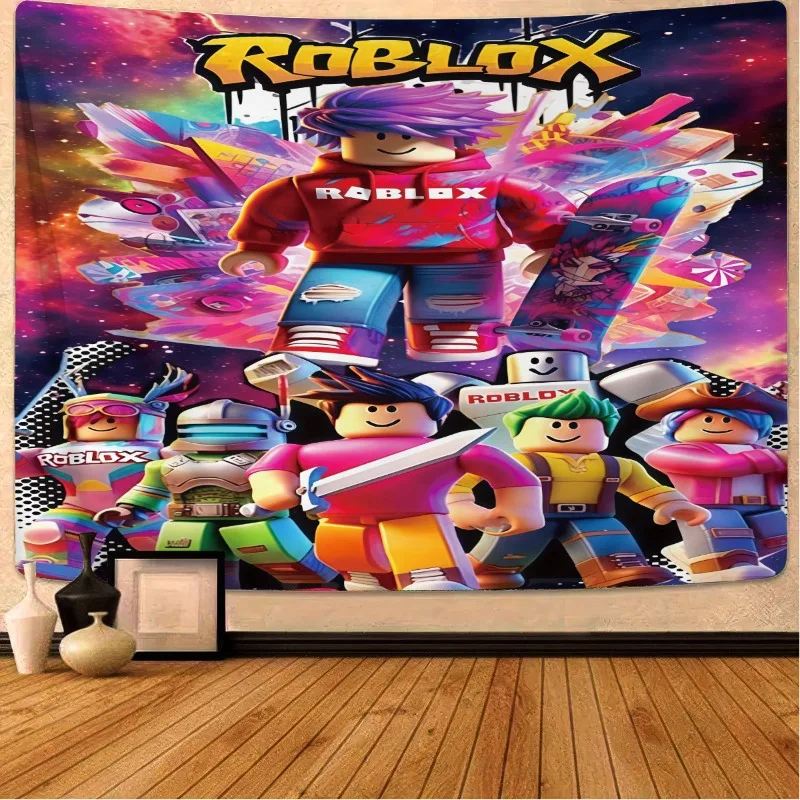 ผ้าม่านตกแต่งห้องนั่งเล่น ห้องนอน ลายการ์ตูน โรบ็อกซ์ เกมออนไลน์ ของตกแต่งงานวันเกิด ภาพวาด