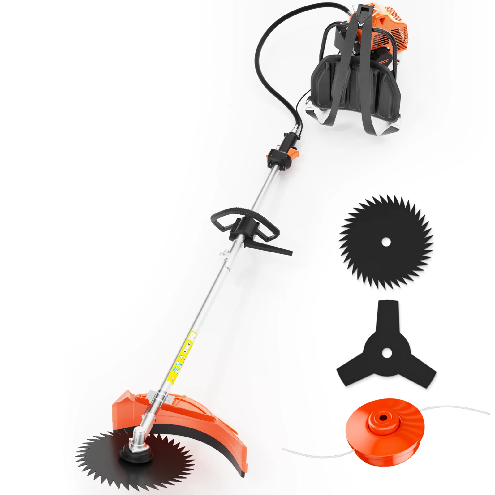 52cc 2-Stroke Backpack Weed Eater Gas Powered,3 in 1 Gas Brush Cutter,Gas String Trimmer and Gas Weed Wacker Trimmer for Weeds and Grass