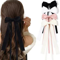 Korea Elegant Long Ribbon Bow Hairpins Women Girls Hair Clip Bobby Pin Bowknot Barrettes Accessories Hairclip Headdress Headwear