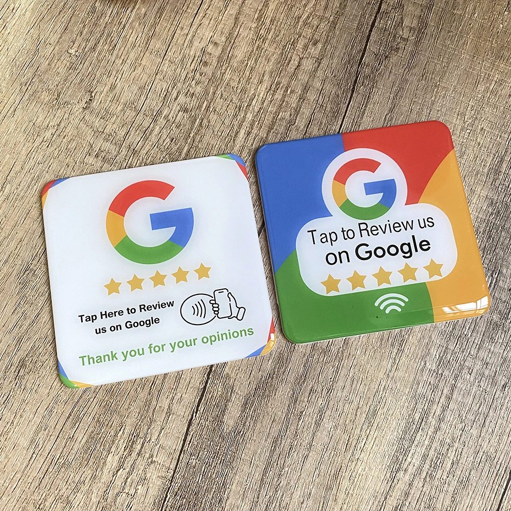 3.93"X3.93" Instagram Facebook Google Tripadvisor Trustpilot Review NFC Tap Card Sign Self-Adhesive Epoxy Plate Sticky