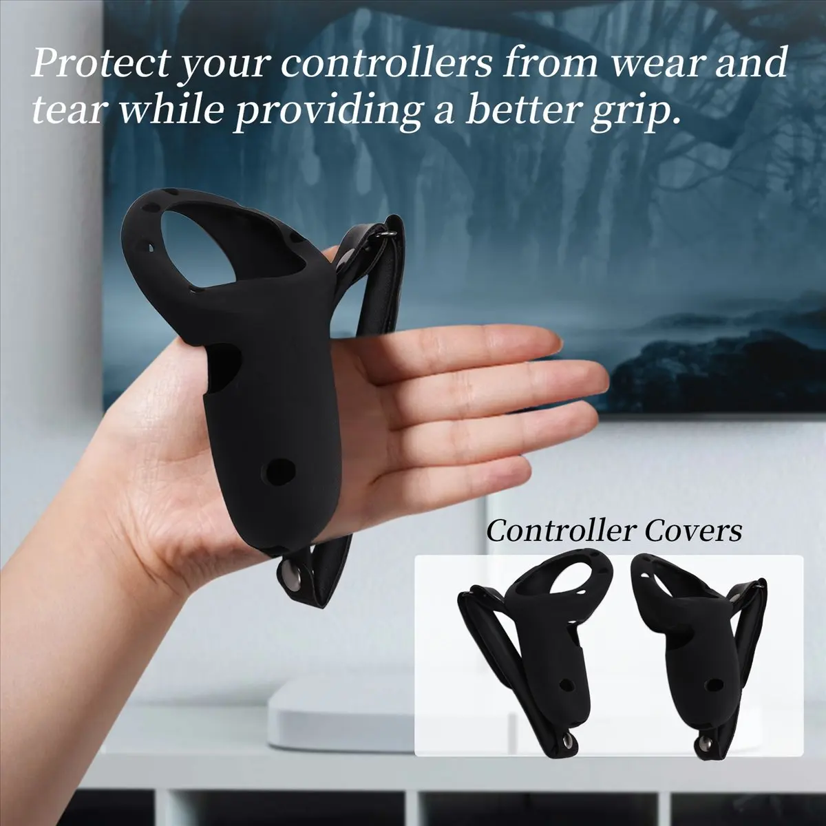 

ABZD For Meta Quest 3 Controller Covers Lens Cap Light-Blocking, Nose Pad and Face Cover for Quest 3 Accessories Black