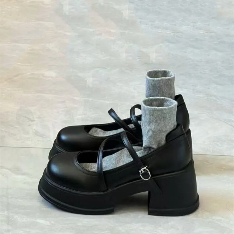Modische, heiß begehrte, sexy High Heels für festliche Anlässe, Frühling/Herbst, neue runde Zehenpartie, quadratischer Absatz, bequeme, lässige Damenschuhe – Detail 5