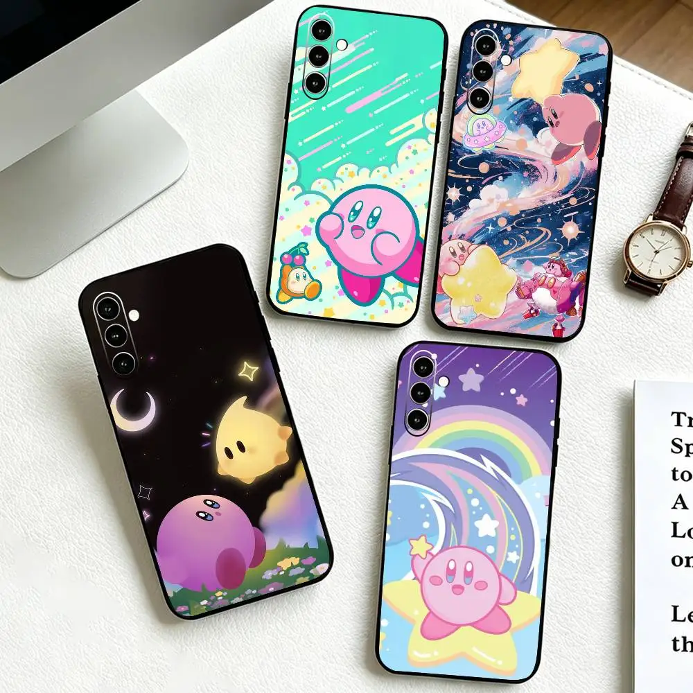 Cartoon Pink K-Kirby-y  Phone Case For Samsung Galaxy A73,A72,A71,A70,A53,A52,A51,Soft Silicone Black Cover