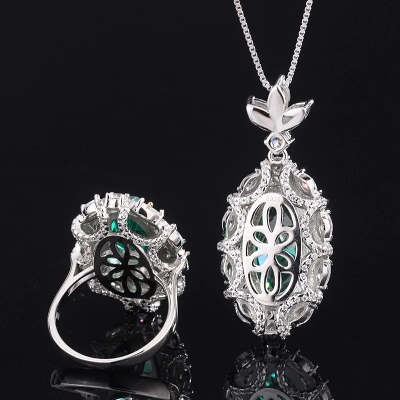 S925 Silver High Carbon Diamond High Grade Emerald Women's Pendant Necklace 8 * 16 Jewelry Wholesale