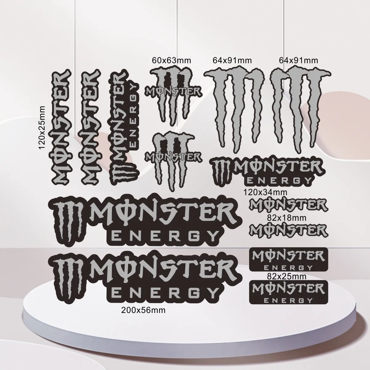 ملصق خوذة الدراجة النارية بشعار Gray Monster Energy #1