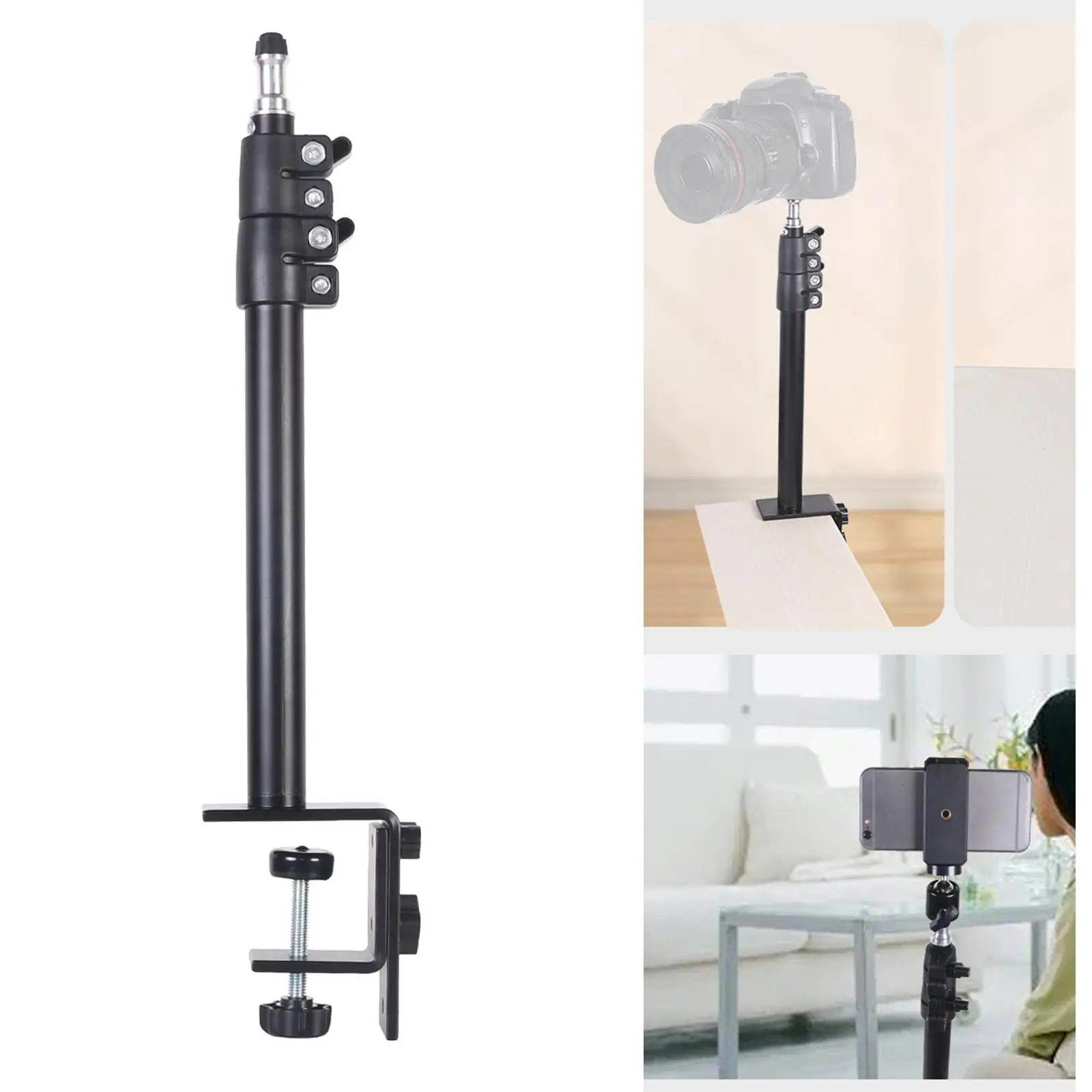 Adjustable Camera Desk Mount W/ 1/4 screws L clamp Desk Clamp Mount stands for video Streaming light Desktop DSLR