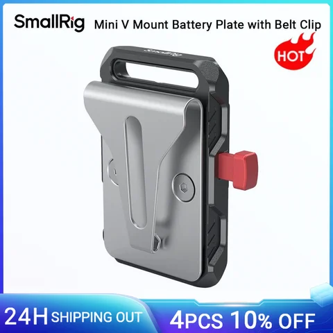 SmallRig Mini V Mount Battery Plate, V-Lock Mount Battery Plate com Belt Clip para Camera Power Supply 2990