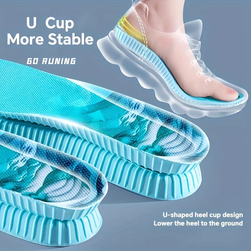 Wkładki sportowe 4D Miękkie Oddychające Dezodorujące Wysoka Elastyczność Amortyzujące Wkładki do Butów do Biegania dla Kobiet i Mężczyzn Lateksowe Wkładki Masujące