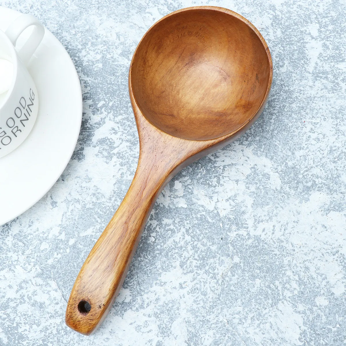 

Wooden Scoop Spoon Natural Round Water Ladle for Kitchen Bathroom Tea Wine Soup Sauna Use Large Capacity Easy Storage Hanging