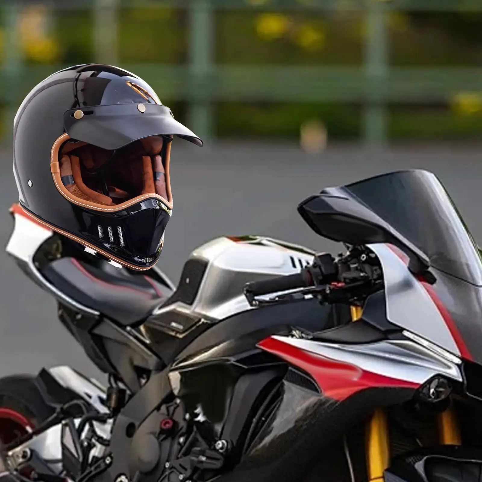 

Motorcycle Helmet Visor (Black) Replacement Fashion Universal Wind Shield