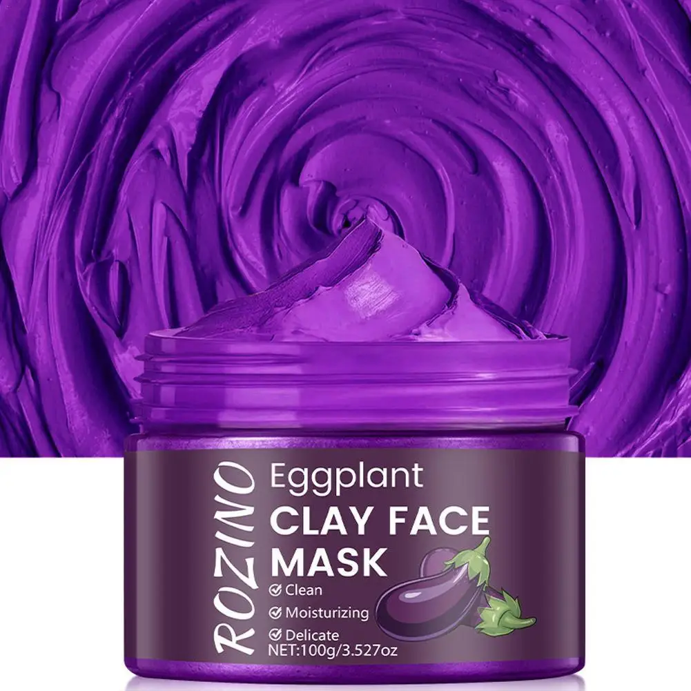 

Eggplant Mud Face Mask Deep Cleansing Remove Blackheads Oil-Control Clay Mask Hydrating Moisturizing Packs Facial Skin Care
