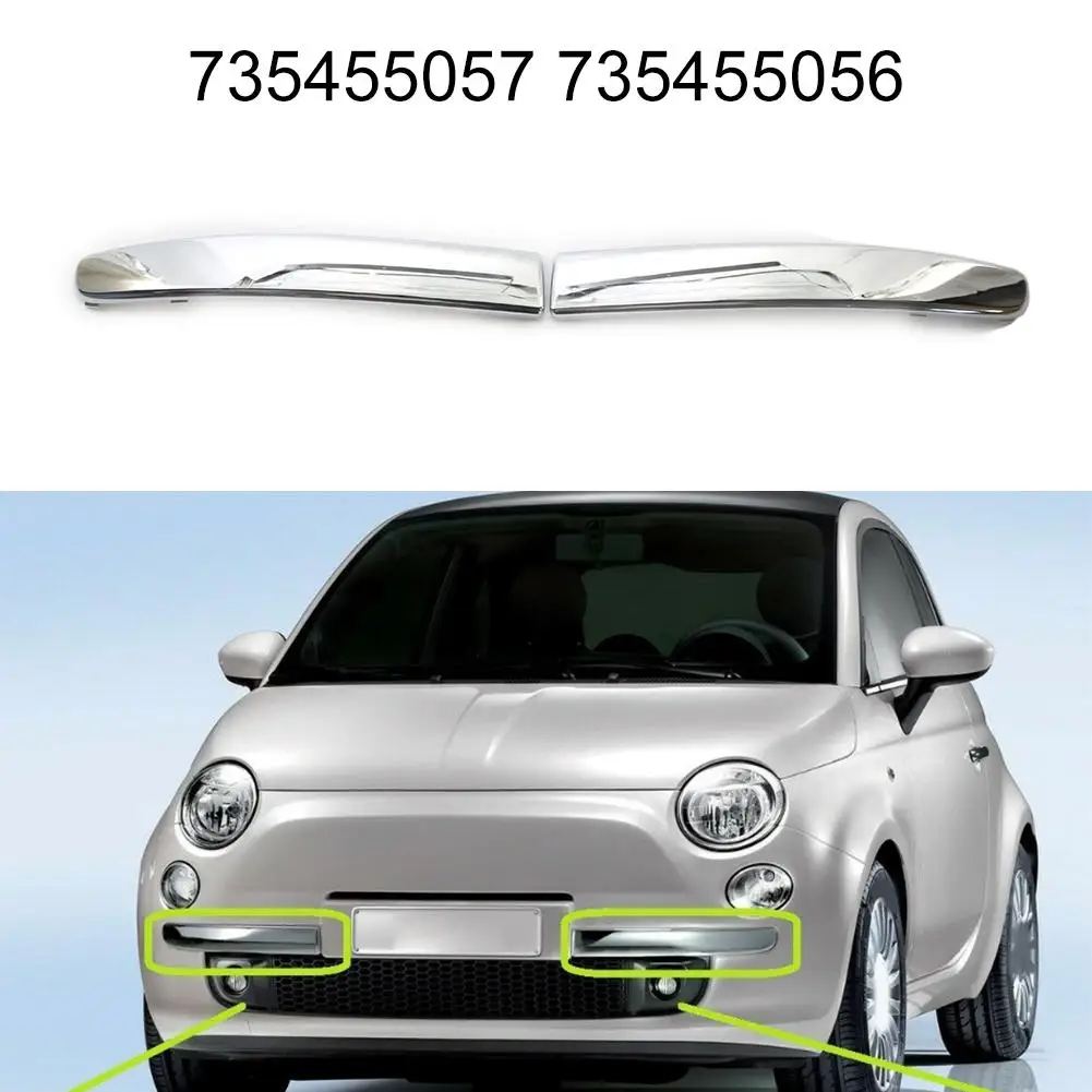 Chrome ABS Bumper Trim Replacement for Fiat 500 Front Lower Bumper 2007-2015 Direct Fit Left and Right Installation