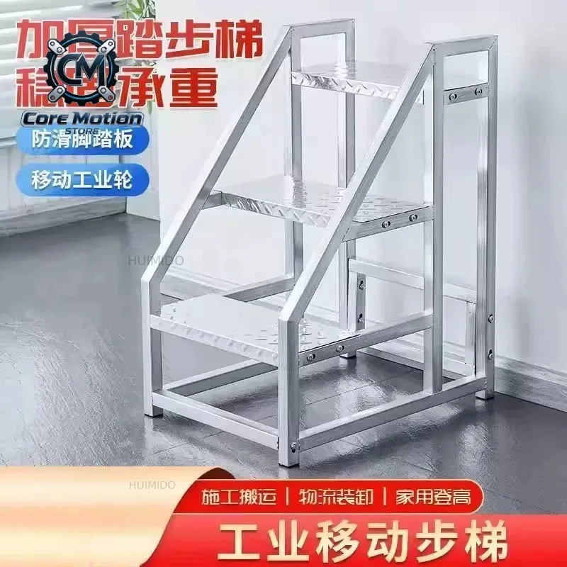 Industrial Steps Stairs Warehouse Freight Ladder Movable Engineering Ladder Household Steps with Handrails Climbing Ladder
