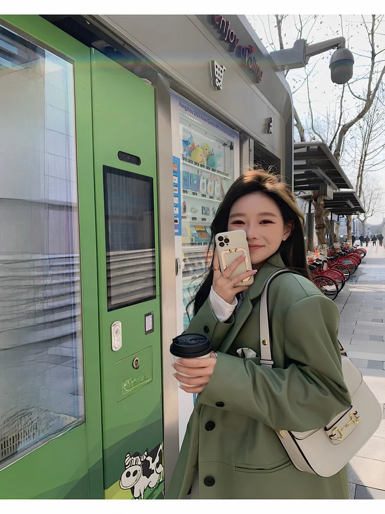 

Basic Fem Leather Jaet eepskin Genuine Leather Suit Coat Autumn Color Commute Sle Regular Length Youth Faion