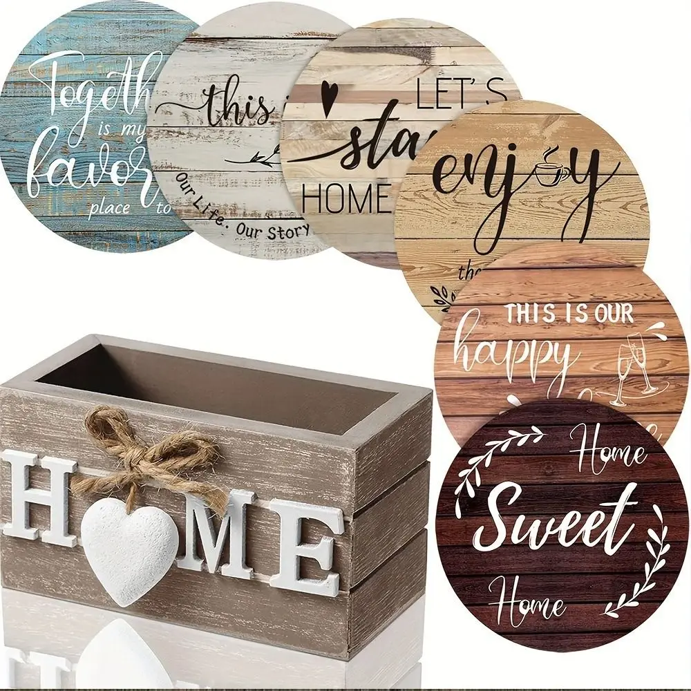 

6Pcs New Home Love Insulated Coasters Anti Scald Acrylic Cup Holder Retro Kitchen Tableware Decor Accessories