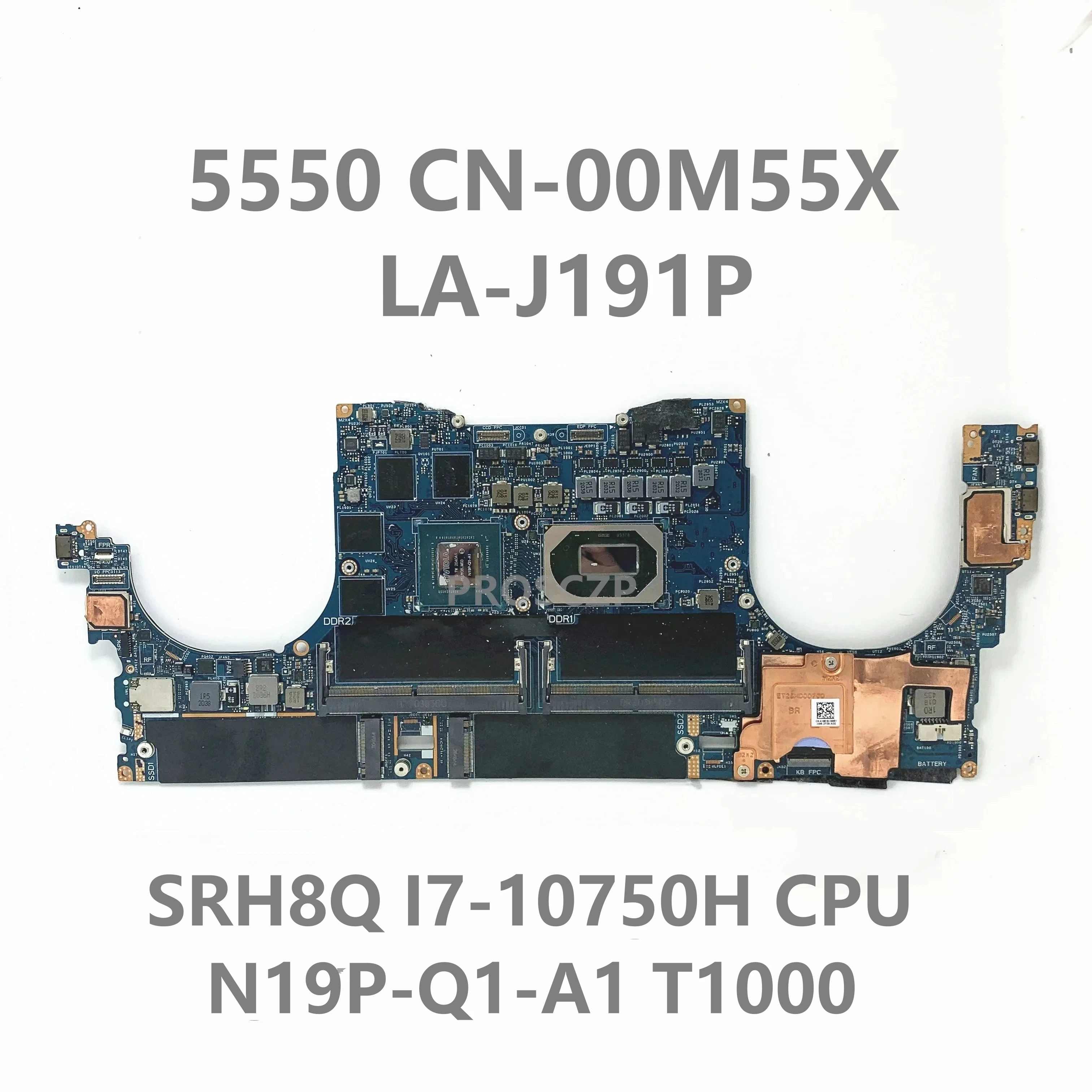 LA-J191P لـ Dell XPS 15 9500 الدقة 15 5550 اللوحة الأم للكمبيوتر المحمول مع I5/I7/I9/W-10855M وحدة المعالجة المركزية GM/GTX1650TI/T1000/T2000 100% اختبار
