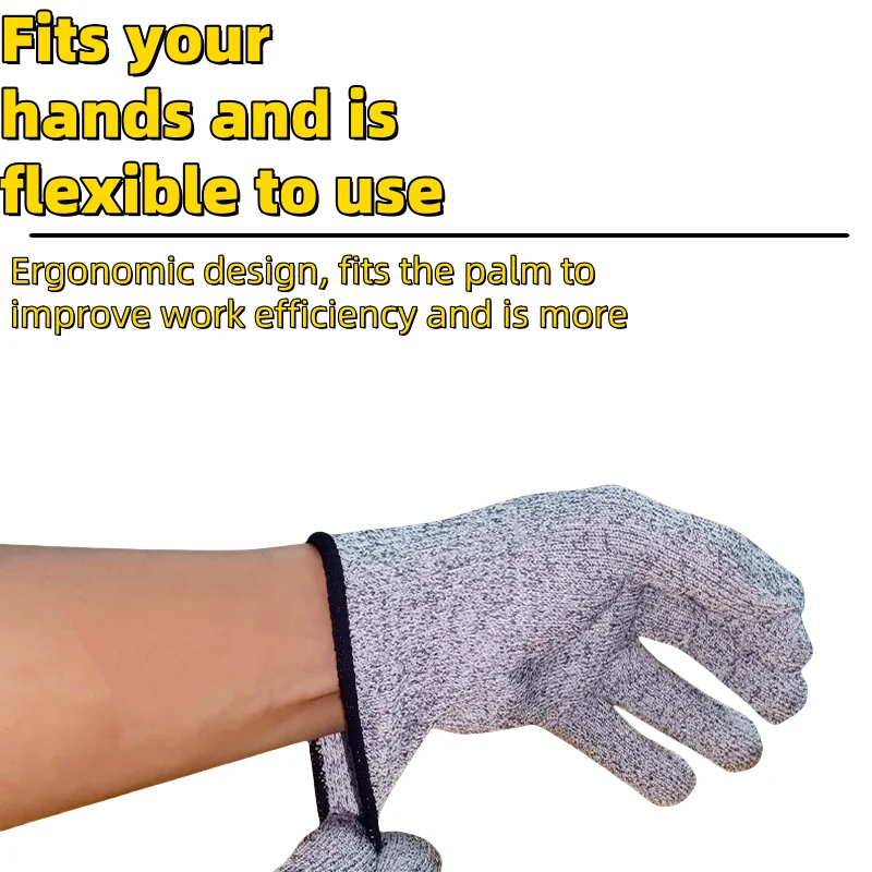 Level 5 Cut Proof Gloves HPPE Material Lightweight & Breathable Anti-Scratch for Glass Handling Food Industry Multi-Purpose