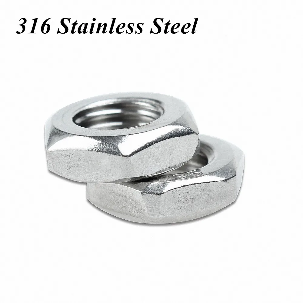 

316 Stainless Steel Hex Hexagon Thin Nut Jam Nut for M3 M4 M5 M6 M8 M10 M12 M14 M16 M18 M20 M22 M24 M27 M30 screw bolt