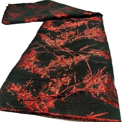 African Mesh Lace Fabric 5 Yards black/Red Nigerian Brocade Gild Jacquard Lace Fabric For Sewing Diy Wedding Dress Women Cloth