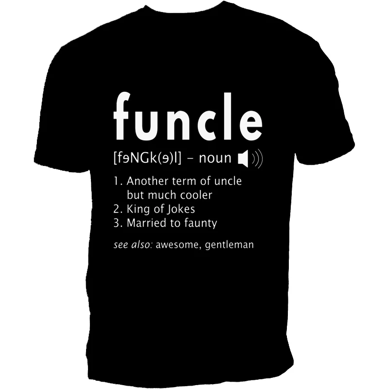 Mens Funcle Shirt Funny Uncle Definition T-Shirt Uncle Gift T Shirt Graphic Shirts Casual Short Sleeved Black Tee Shirts Tops