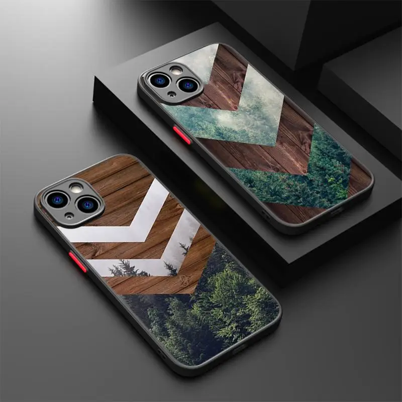 phone case for Apple iPhone 11 Pro Max 15 13 14 Plus 8 12 Mini SE XS Protective Sleeve Cover funda Trees Forest Painting Design