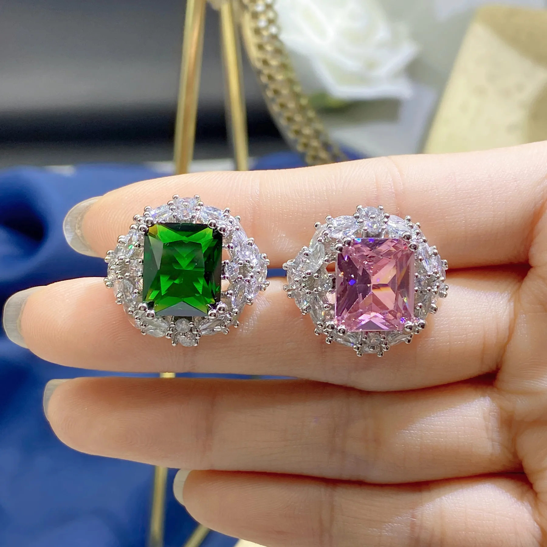 Emerald Argyle Pink Ring School Teacher Gift Items With Free Shipping Women Luxury Fine Jewelry 925 Sterling Silver