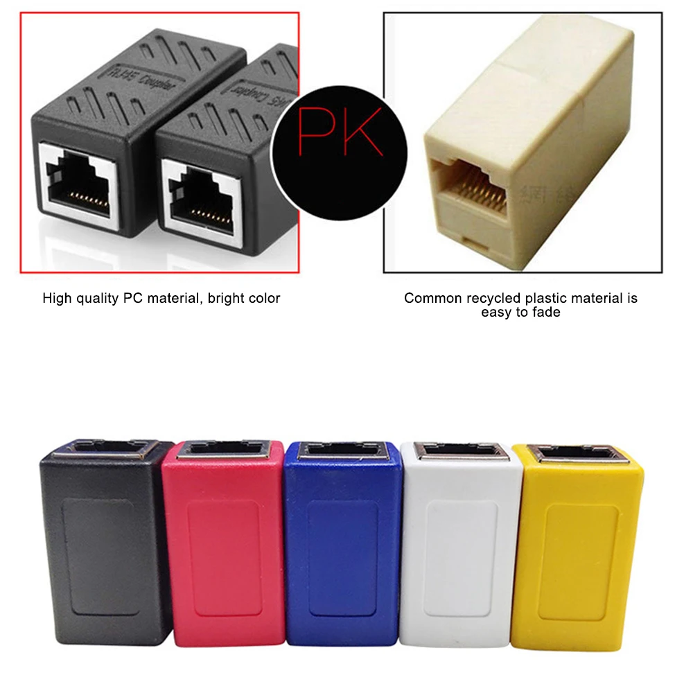 Network Cable Connector RJ45 Network Straight-Through Head Computer Broadband Network Cable Extension Connector Double-Pass Head