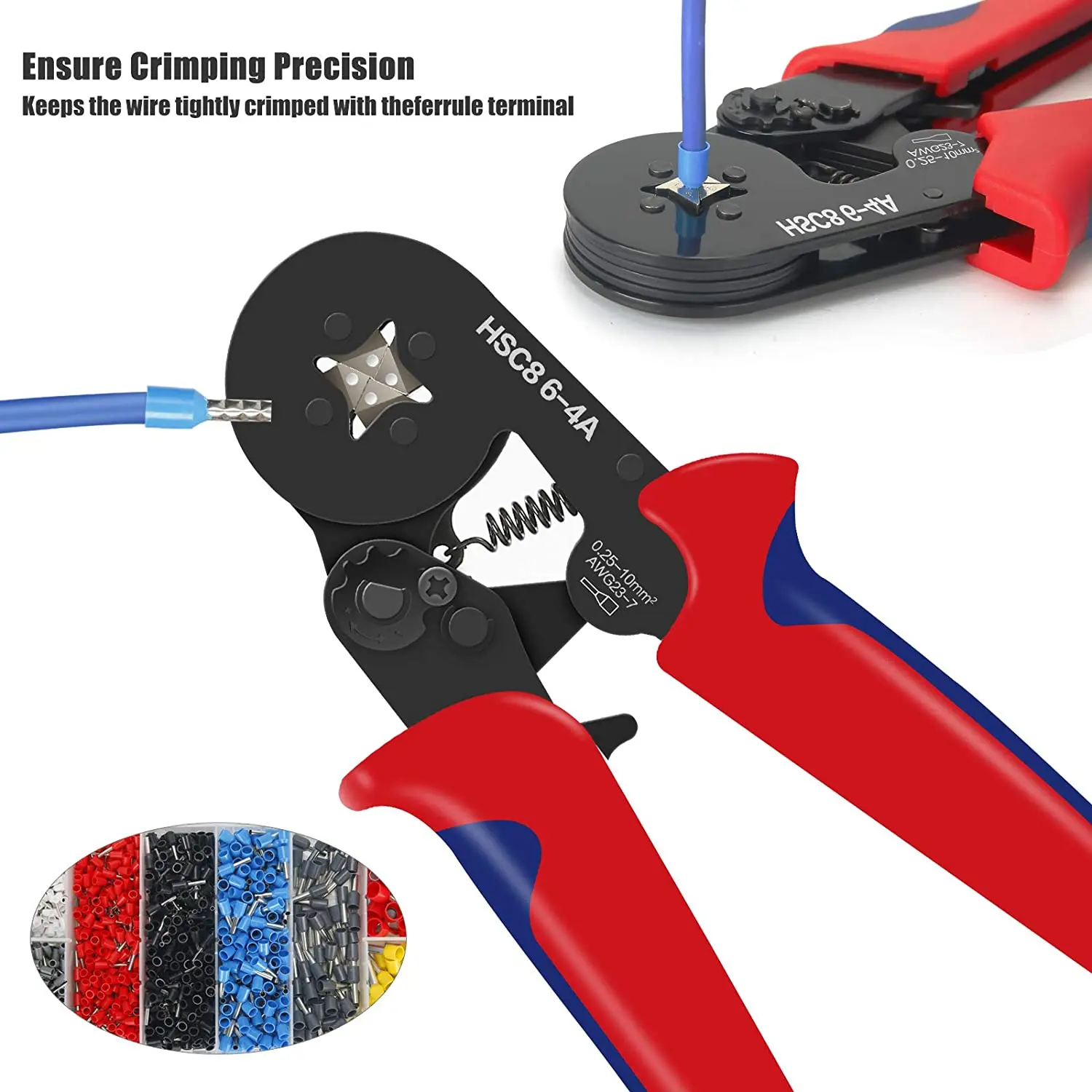 Tube Terminal Crimping Tools Ferrule Crimping Pliers HSC8 6-4 0.25-10mmยฒ 23-7AWG 6-6 0.25-6mmยฒ Electrician Clamp Sets Wire Tip