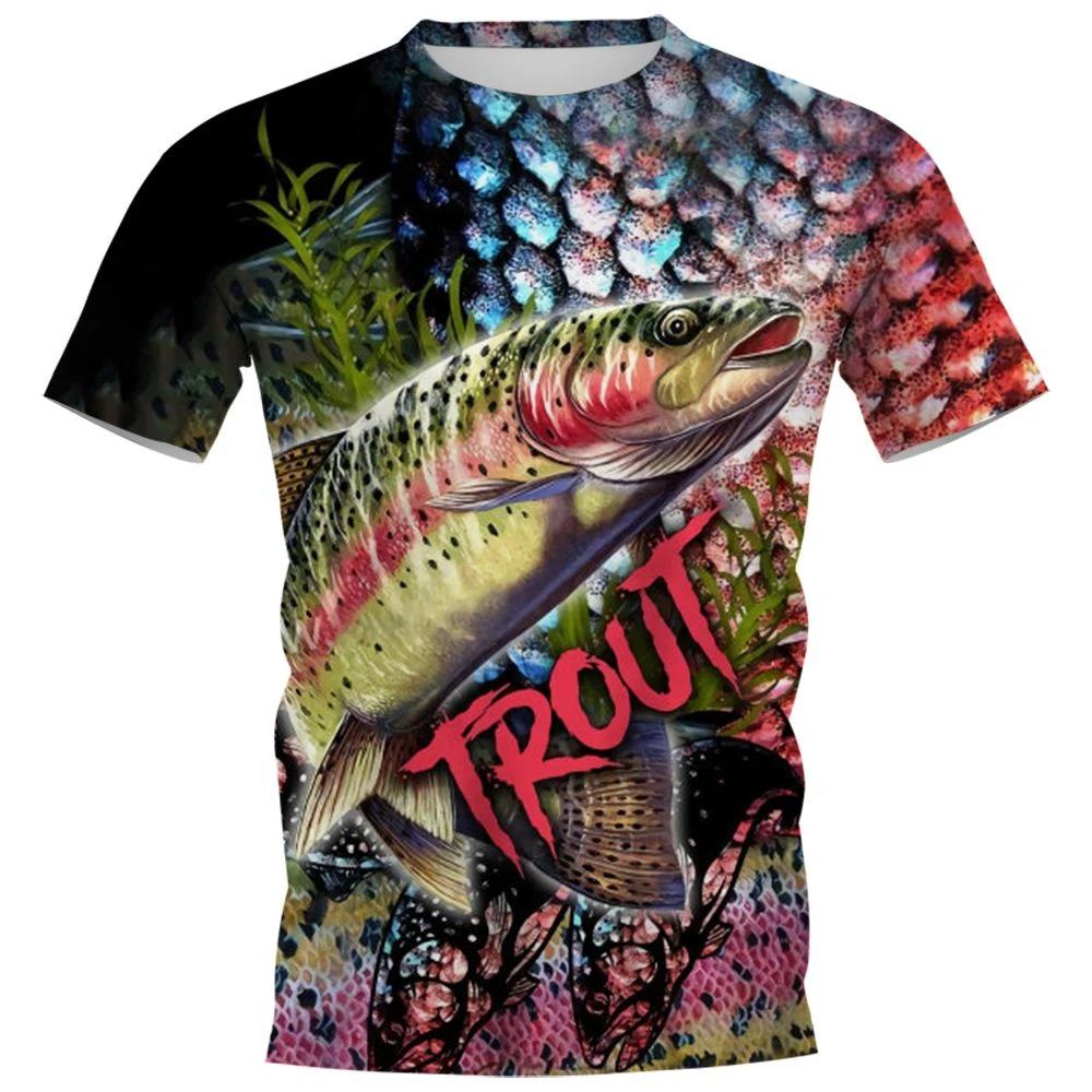 2025 Fish Graphic Oversize Short Sleevet Shirt For Man Wholesale High Quailty Low Price Fish Club Wear T Shirts Fishing Clothing