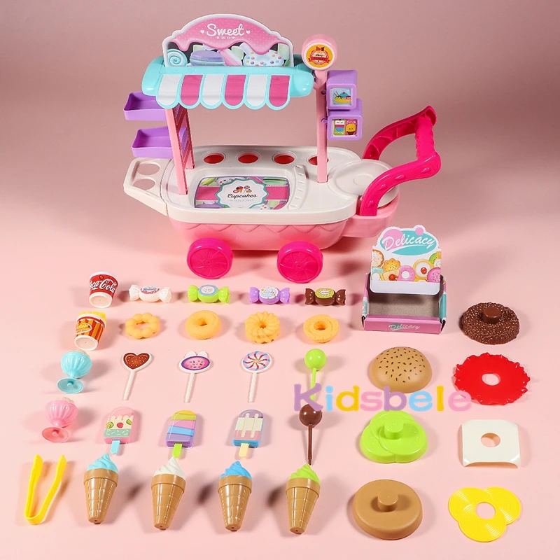 Giocattoli finta Play Set Mini Ice Cream Candy Trolley Ice Cream carrello della spesa House Play Educational Car Truck Cart Brain Game Kids