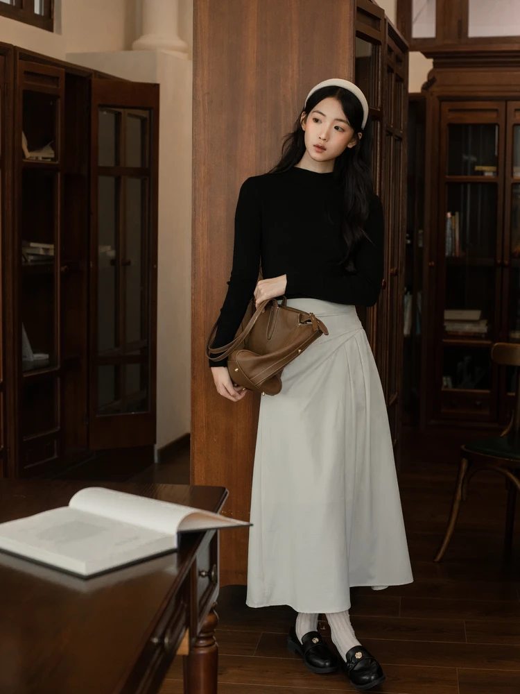 

Ele винтажная футболка Bla и длинная асимметричная юбка, женский ансамбль Faion, облегающая внутренняя одежда, осенний сезон, полиэстер...