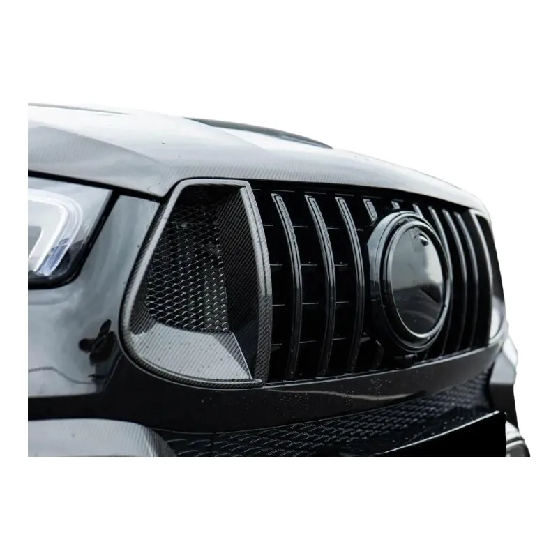 B نمط ألياف الكربون بوديكيت الجبهة شفة ممتصة للصدمات الخلفية الجانب التنانير الجناح غطاء مرآة مصبغة لمرسيدس W167 GLE 350/450/580/53/63s
