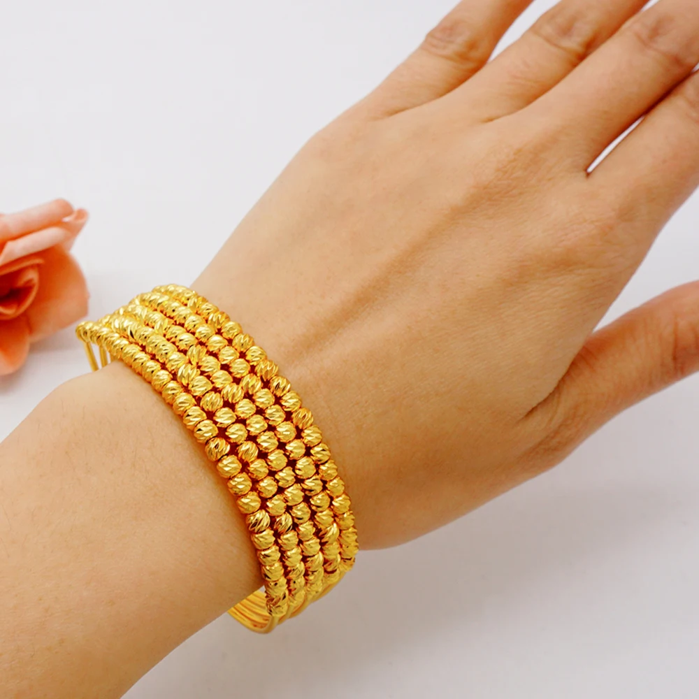 Luxus klassische Kupfer Gold Farbe Armband Dubai Saudi trend ige Armreif für Braut Armband arabischen Schmuck – Detail 2